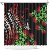 Aloha Hawaii Manta Rays Shower Curtain Red Ohia Lehua