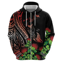Aloha Hawaii Manta Rays Zip Hoodie Red Ohia Lehua
