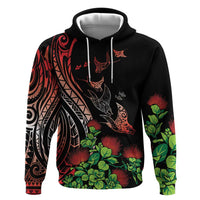 Aloha Hawaii Manta Rays Zip Hoodie Red Ohia Lehua