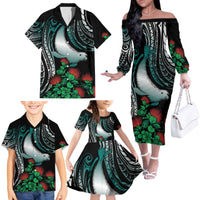 Aloha Hawaii Monk Seal Family Matching Off The Shoulder Long Sleeve Dress and Hawaiian Shirt Mix Ohia Lehua