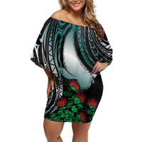 Aloha Hawaii Monk Seal Family Matching Off Shoulder Short Dress and Hawaiian Shirt Mix Ohia Lehua