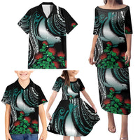 Aloha Hawaii Monk Seal Family Matching Puletasi and Hawaiian Shirt Mix Ohia Lehua