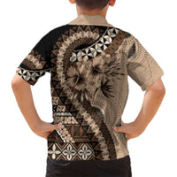 Bula Fiji Family Matching Off Shoulder Maxi Dress and Hawaiian Shirt Mocha Brown Kaivity Masi Tapa LT7 - Polynesian Pride
