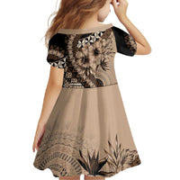 Bula Fiji Family Matching Off Shoulder Maxi Dress and Hawaiian Shirt Mocha Brown Kaivity Masi Tapa LT7 - Polynesian Pride