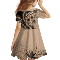 Bula Fiji Kid Short Sleeve Dress Mocha Brown Kaivity Masi Tapa