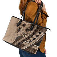 Bula Fiji Leather Tote Bag Mocha Brown Kaivity Masi Tapa