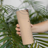 Bula Fiji Skinny Tumbler Mocha Brown Kaivity Masi Tapa