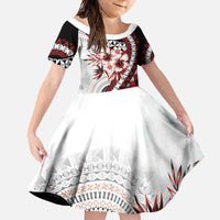 Bula Fiji Family Matching Off Shoulder Maxi Dress and Hawaiian Shirt White Kaivity Masi Tapa