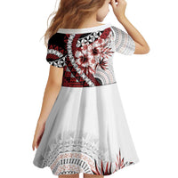 Bula Fiji Family Matching Short Sleeve Bodycon Dress and Hawaiian Shirt White Kaivity Masi Tapa