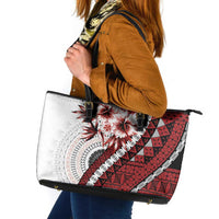 Bula Fiji Leather Tote Bag White Kaivity Masi Tapa