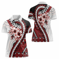 Bula Fiji Women Polo Shirt White Kaivity Masi Tapa