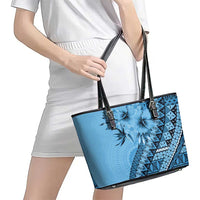 Bula Fiji Leather Tote Bag Turquoise Kaivity Masi Tapa