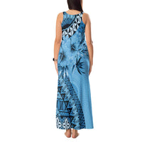 Bula Fiji Tank Maxi Dress Turquoise Kaivity Masi Tapa