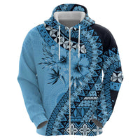 Bula Fiji Zip Hoodie Turquoise Kaivity Masi Tapa