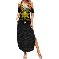 Philippines Heritage Baybayin Mix Polynesian Family Matching Summer Maxi Dress and Hawaiian Shirt LT7 Mom's Dress Black - Polynesian Pride