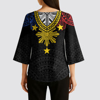 Philippines Heritage Baybayin Mix Polynesian Kimono Sleeve Blouse