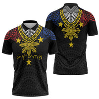 Philippines Heritage Baybayin Mix Polynesian Zipper Polo Shirt