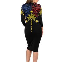 Philippines Heritage Personalized Family Matching Long Sleeve Bodycon Dress and Hawaiian Shirt Baybayin Philipinas Sun