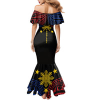 Philippines Heritage Personalized Family Matching Mermaid Dress and Hawaiian Shirt Baybayin Philipinas Sun