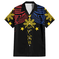 Philippines Heritage Personalized Family Matching Off Shoulder Maxi Dress and Hawaiian Shirt Baybayin Philipinas Sun
