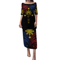 Philippines Heritage Personalized Family Matching Puletasi and Hawaiian Shirt Baybayin Philipinas Sun