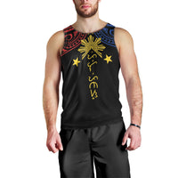Philippines Heritage Personalized Men Tank Top Baybayin Philipinas Sun