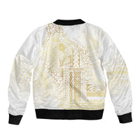 Samoa Lotu Tamaiti Mamanu Siapo Bomber Jacket Golden Plumeria - Polynesian Pride