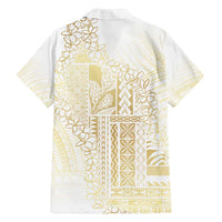 Samoa Lotu Tamaiti Mamanu Siapo Family Matching Long Sleeve Bodycon Dress and Hawaiian Shirt Golden Plumeria - Polynesian Pride