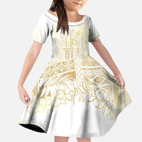 Samoa Lotu Tamaiti Mamanu Siapo Family Matching Tank Maxi Dress and Hawaiian Shirt Golden Plumeria - Polynesian Pride