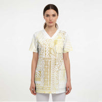 Samoa Lotu Tamaiti Mamanu Siapo Scrub Top Golden Plumeria LT7 - Polynesian Pride