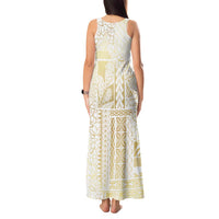 Samoa Lotu Tamaiti Mamanu Siapo Tank Maxi Dress Golden Plumeria - Polynesian Pride