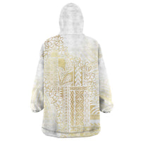 Samoa Lotu Tamaiti Mamanu Siapo Wearable Blanket Hoodie Golden Plumeria - Polynesian Pride