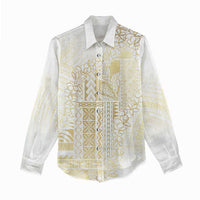 Samoa Lotu Tamaiti Mamanu Siapo Women Casual Shirt Golden Plumeria - Polynesian Pride