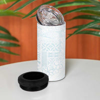 Samoa Lotu Tamaiti Mamanu Siapo 4 in 1 Can Cooler Tumbler Off White Plumeria - Polynesian Pride