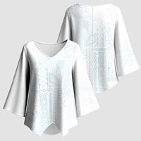 Samoa Lotu Tamaiti Mamanu Siapo Kimono Sleeve Blouse Off White Plumeria - Polynesian Pride
