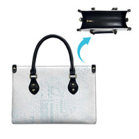 Samoa Lotu Tamaiti Mamanu Siapo Leather Bag Off White Plumeria - Polynesian Pride