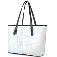 Samoa Lotu Tamaiti Mamanu Siapo Leather Tote Bag Off White Plumeria - Polynesian Pride