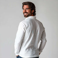 Samoa Lotu Tamaiti Mamanu Siapo Long Sleeve Polo Shirt Off White Plumeria LT7 - Polynesian Pride