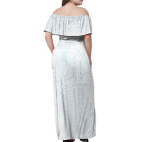 Samoa Lotu Tamaiti Mamanu Siapo Off Shoulder Maxi Dress Off White Plumeria - Polynesian Pride