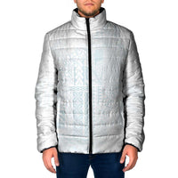 Samoa Lotu Tamaiti Mamanu Siapo Padded Jacket Off White Plumeria LT7 Men Baby Blue - Polynesian Pride