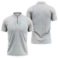 Samoa Lotu Tamaiti Mamanu Siapo Zipper Polo Shirt Off White Plumeria LT7 - Polynesian Pride