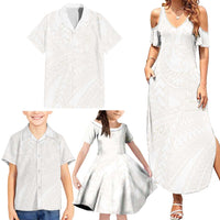 Samoa Lotu Tamaiti Ivory Family Matching Summer Maxi Dress and Hawaiian Shirt Teuila Tatau - Polynesian Pride