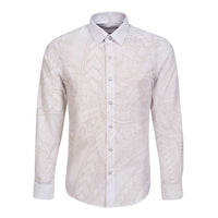 Samoa Lotu Tamaiti Ivory Long Sleeve Button Shirt Teuila Tatau - Polynesian Pride