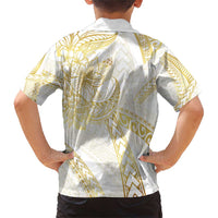 Samoa Lotu Tamaiti Gold Family Matching Short Sleeve Bodycon Dress and Hawaiian Shirt Teuila Tatau - Polynesian Pride