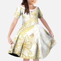 Samoa Lotu Tamaiti Gold Family Matching Summer Maxi Dress and Hawaiian Shirt Teuila Tatau - Polynesian Pride