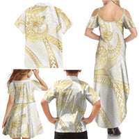 Samoa Lotu Tamaiti Gold Family Matching Summer Maxi Dress and Hawaiian Shirt Teuila Tatau - Polynesian Pride