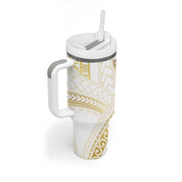 Samoa Lotu Tamaiti Gold Tumbler With Handle Teuila Tatau - Polynesian Pride