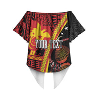 Papua New Guinea Independence Personalised Off Shoulder Wrap Waist Top PNG Bagi and Lime Pot LT7 - Polynesian Pride
