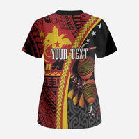 Papua New Guinea Independence Personalised Scrub Top PNG Bagi and Lime Pot LT7 - Polynesian Pride