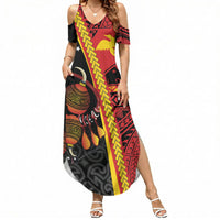 Papua New Guinea Independence Personalised Summer Maxi Dress PNG Bagi and Lime Pot LT7 Women Black - Polynesian Pride